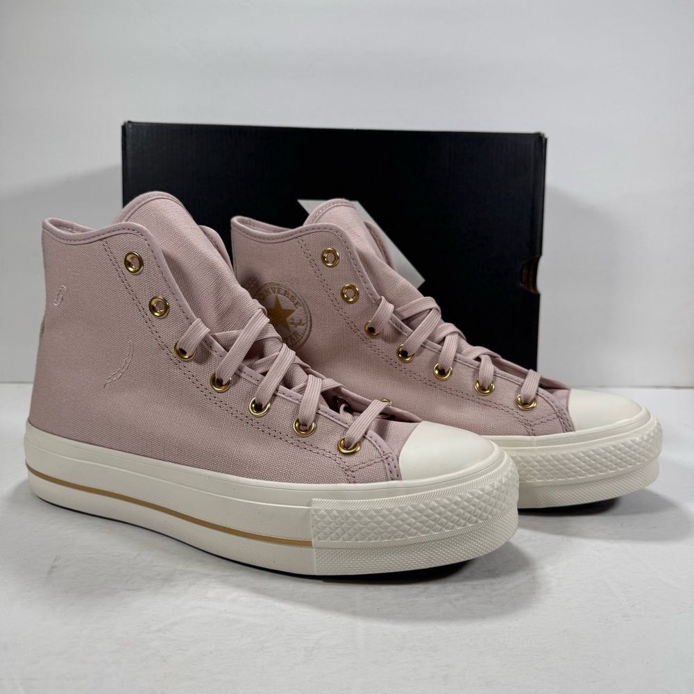 Converse CTAS Lift Hi Platform Sneakers Flush Stone Egret Gold Women Size 9